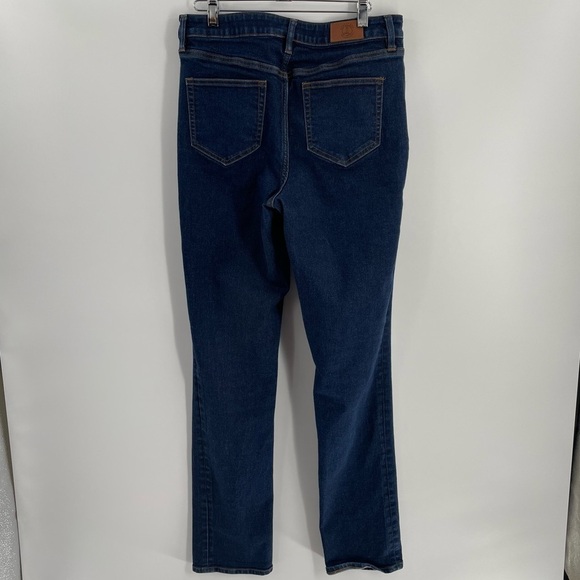 Lands End Tall Dark Wash Straight Leg Five Pocket Zip Button Jeans Denim Pants - Picture 4 of 10